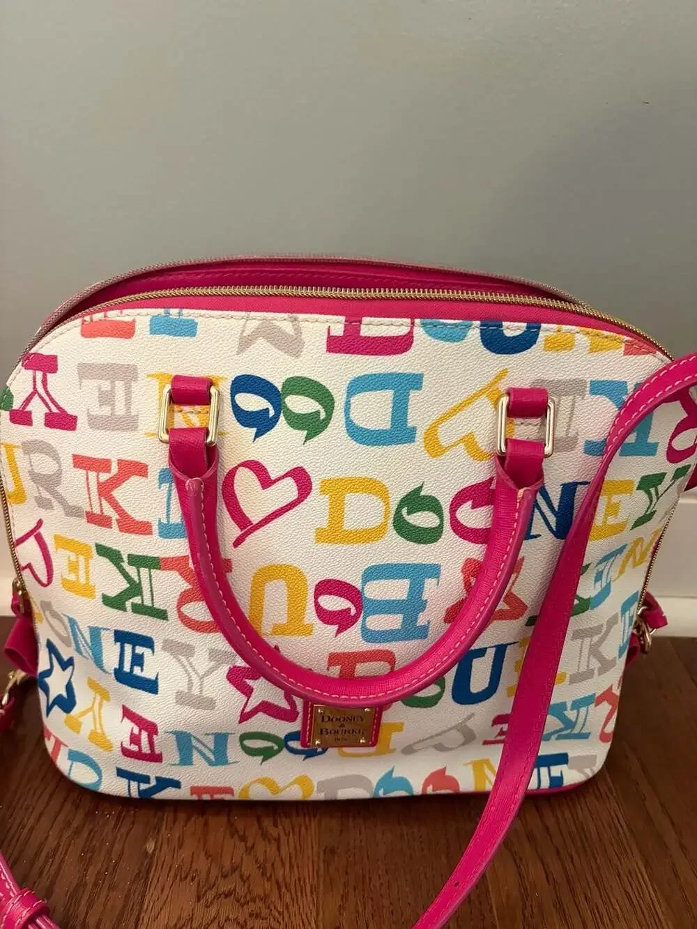 Dooney & Bourke Colorful Logo Print Satchel with Wristlet